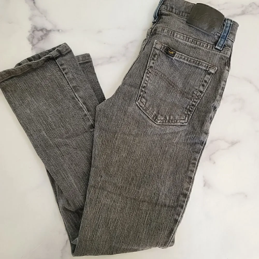 Lee jeans size 12 youth adjustable waist black grey